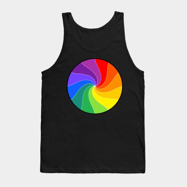 Twelve Color Wheel, a Happy Twirled Rainbow Tank Top by SirLeeTees